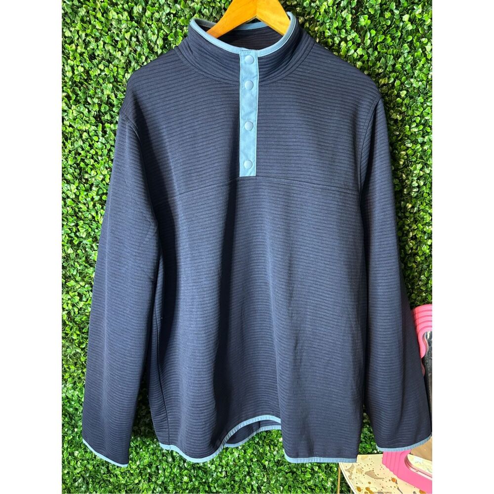 J Crew Mens Fleece Pullover Sz XL NWT New Navy Blue Ribbed Sweatshirt